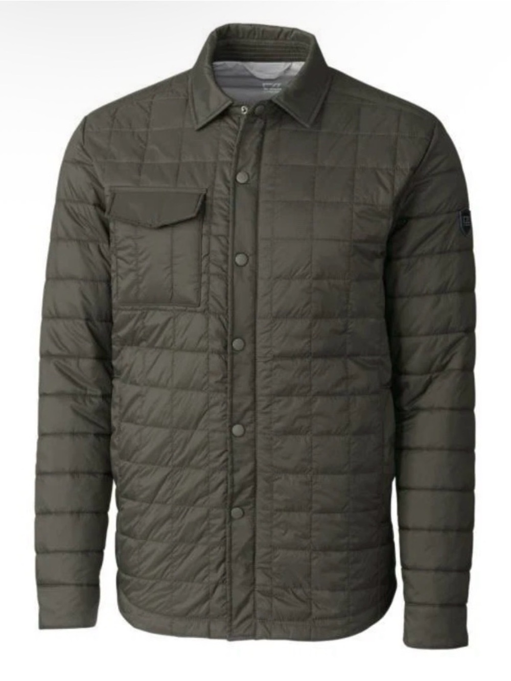 Men’s Cutter & Buck Quilted Shirt Jacket- Dark Green Medium